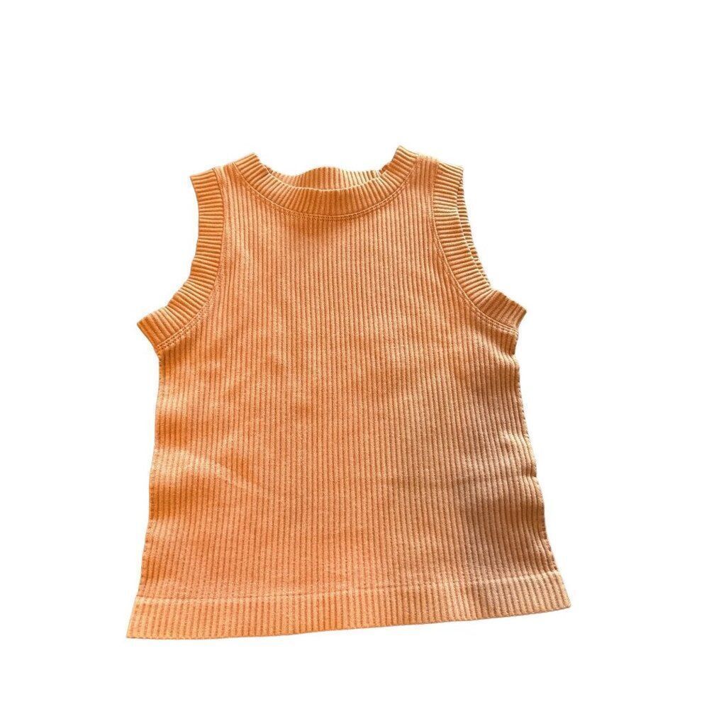 Aura Women's Ribbed Knit Sleeveless Top S/M Beige